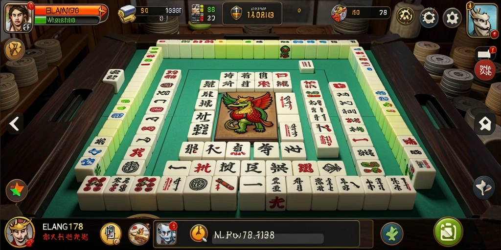 Tampilan gameplay menarik dari ELANG178 dengan ubin Mahjong.