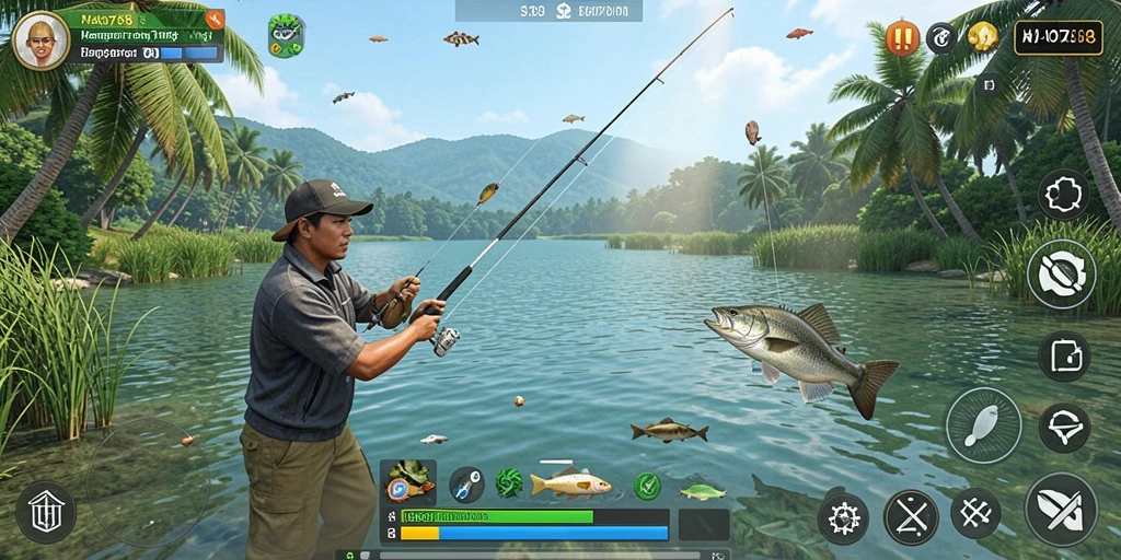 Screenshot gameplay HAO788 yang menampilkan pengalaman memancing yang seru.