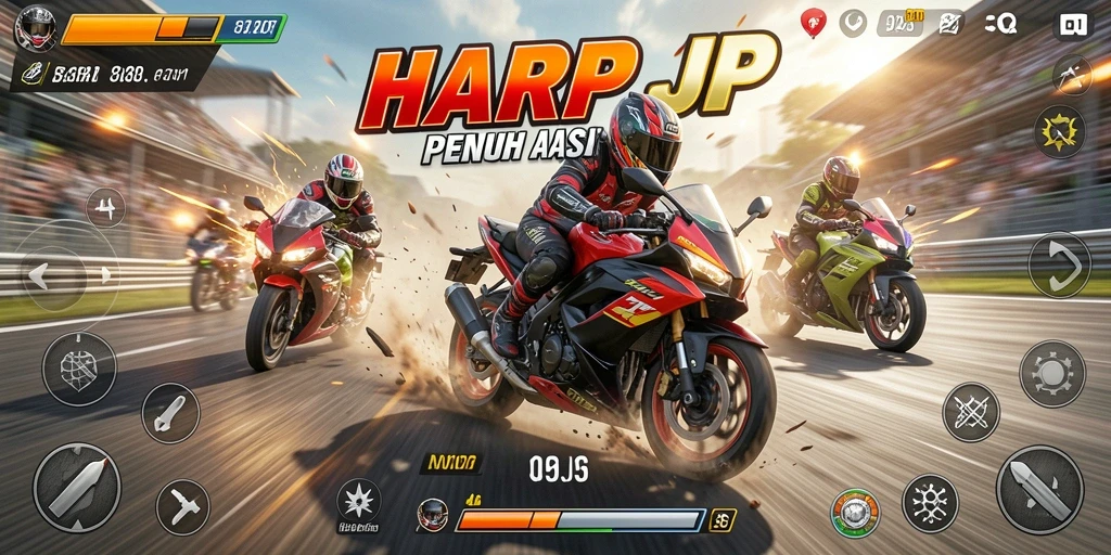 Gameplay seru dengan balapan motor yang menegangkan.